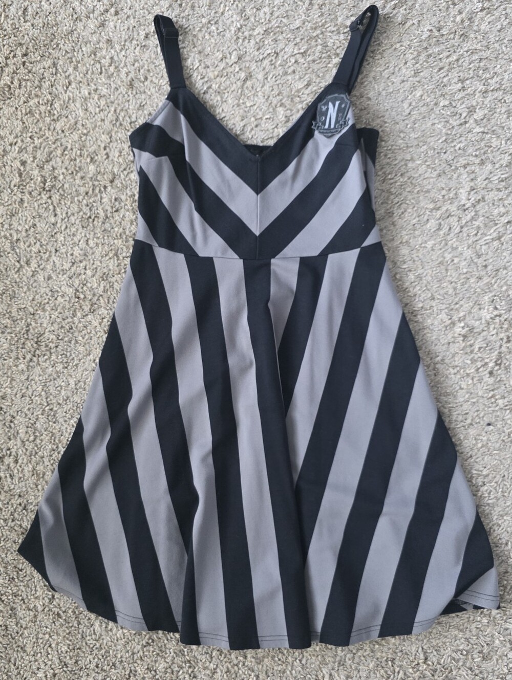Killstar x Wednesday Nevermore Academy Striped Mini Dress - Size Large